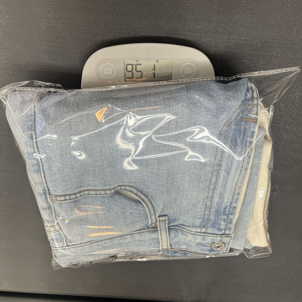7 for all Mankind Cropped Alexa Raw Hem Colorblock White and Blue Jeans Womens S - Picture 16 of 16